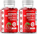 Vitamatic Vitamina B12 5000 mcg Gominolas - Metilcobalamina - 120 Gominolas - Sabor Cereza Natural