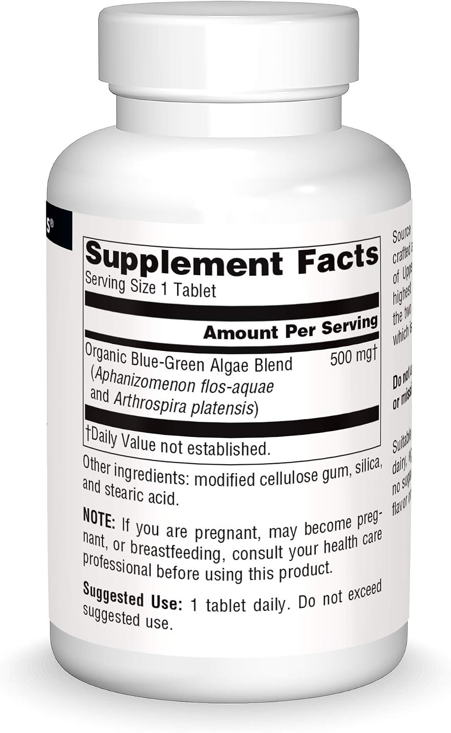 Source Naturals Blue Green Algae de Klamath Lake - Suplemento de Algas Superalimento, 500 mg - 200 Comprimidos