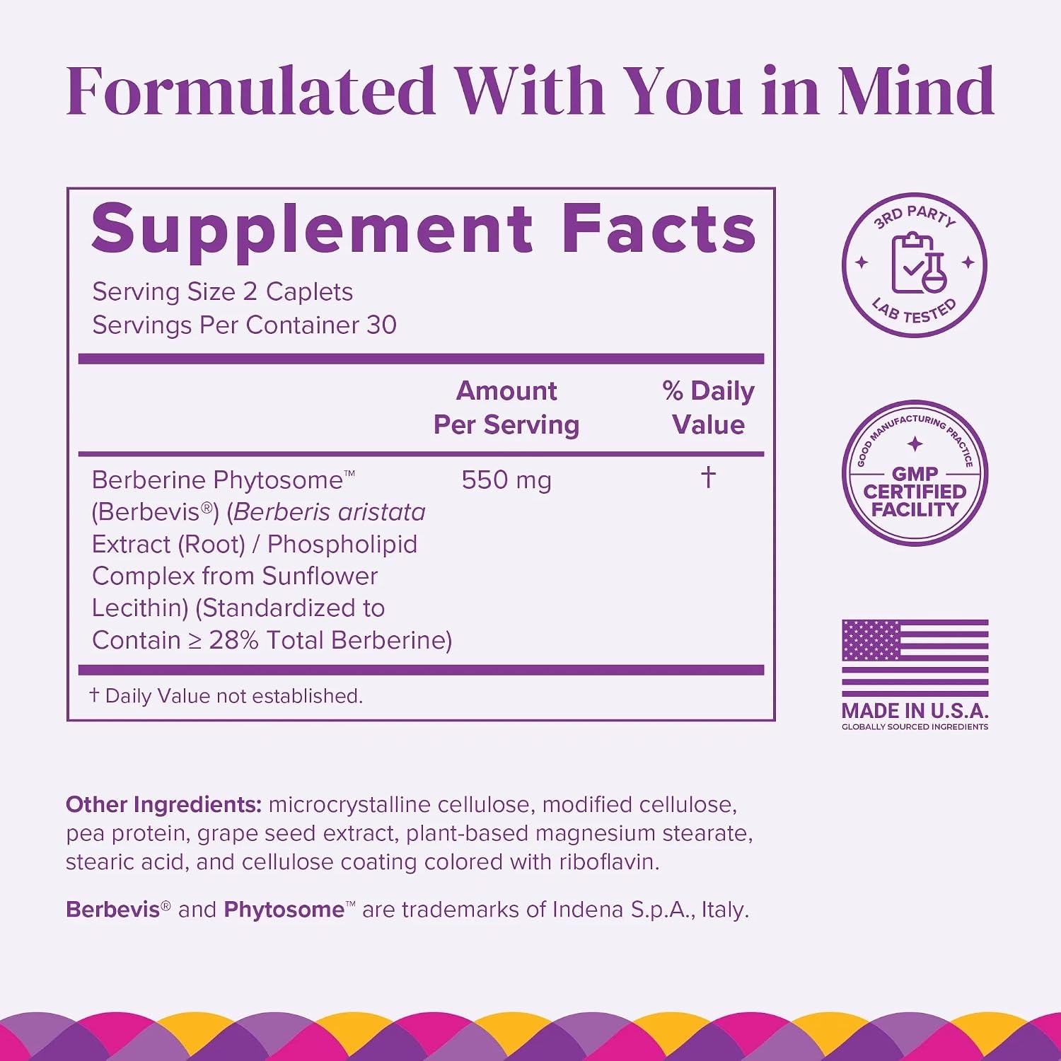 BariMelts Berberine Phytosome 550mg – 60 Caplets Recubiertos