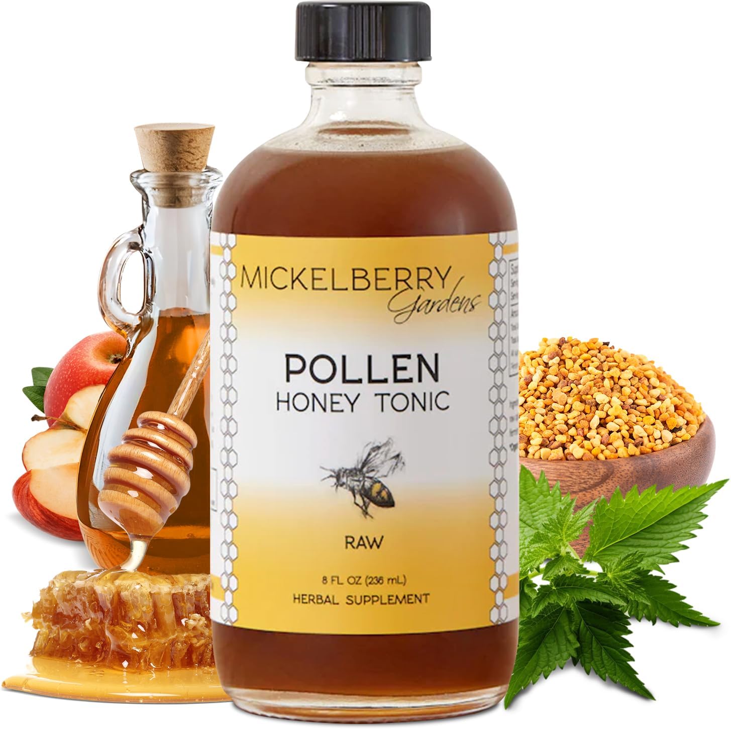 Mickelberry Gardens Pollen Honey Tonic (Pack de 2, 118 ml cada uno) - Apoyo Respiratorio Natural
