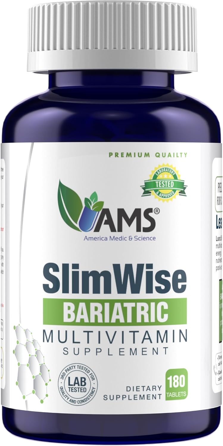 America Medic & Science SlimWise Bariatric Multivitamin 180 Caplets | 2 Meses de Suministro | Post Bypass Gástrico