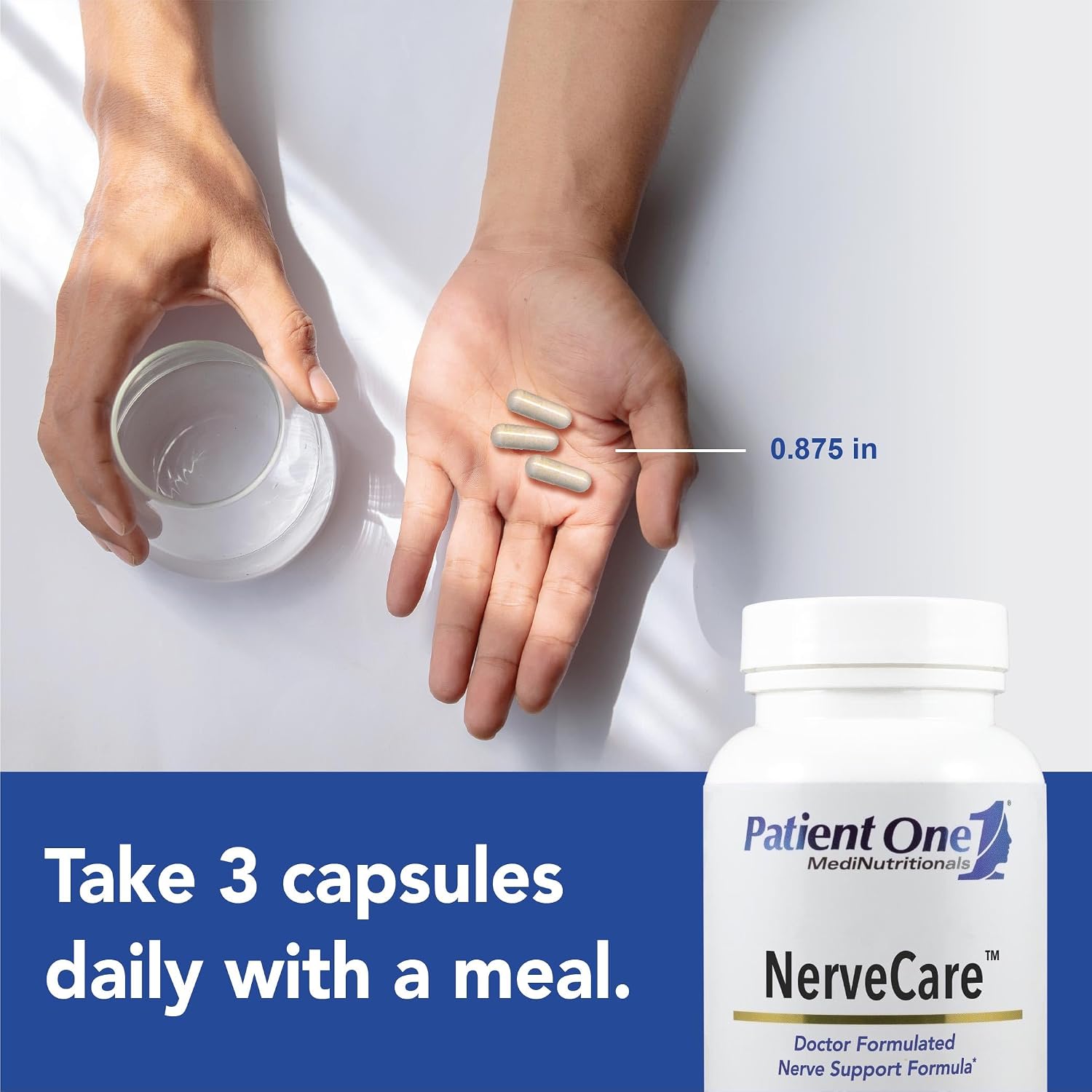 Patient One NerveCare - Suplemento para la salud nerviosa y vascular con Ácido Alfa Lipoico, Vitamina B12, ALC y Benfotiamina - 90 Cápsulas