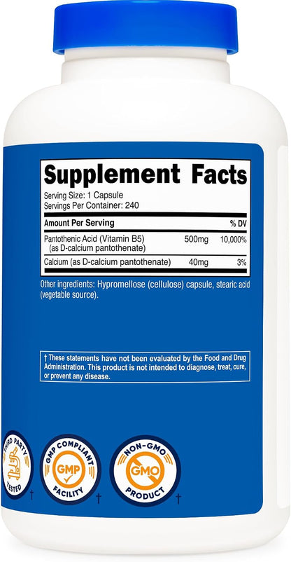 Nutricost Ácido Pantoténico 500mg - 240 – Rendimiento mental normal: También se ha demostrado que el ácido – Image 6