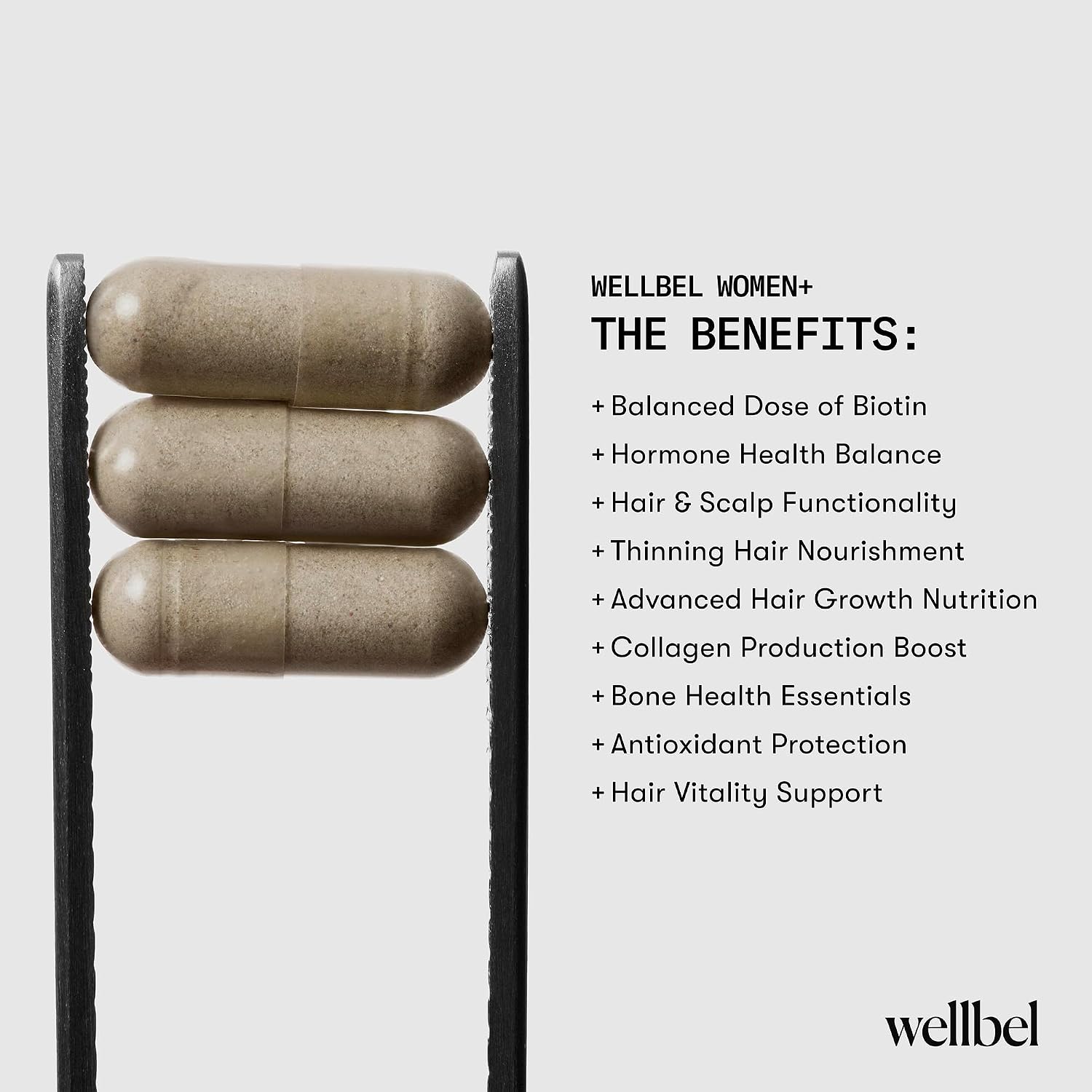 WELLBEL Women+ Complemento para Cabello, Piel y Uñas, 90 Cápsulas
