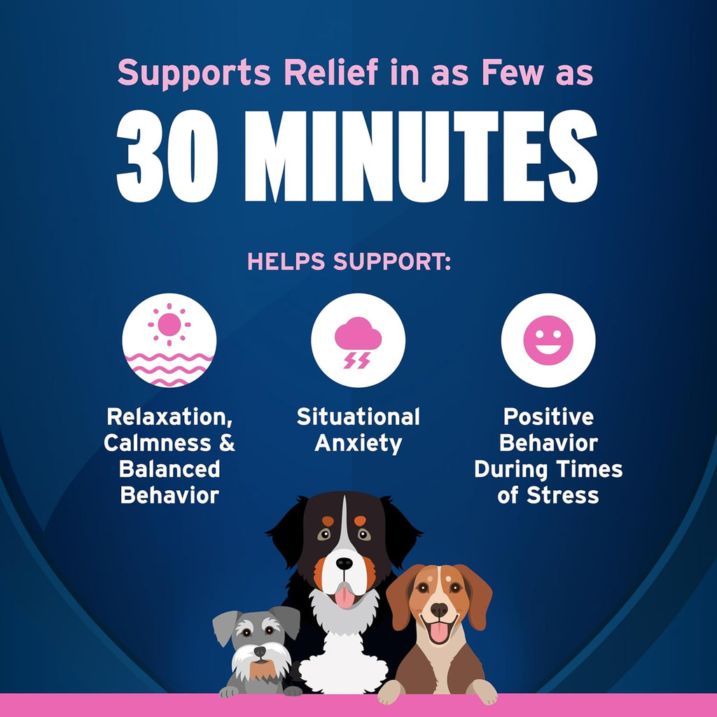 Pet Protect Tranquilify - Suplemento Calmante de Acción Rápida para Perros, Masticables Sabor Pollo (60 unidades)