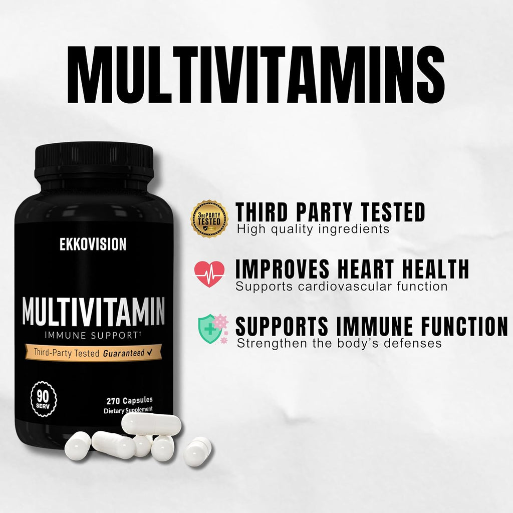 Ekkovision Multivitamin, Sin Hierro, 270 Cápsulas Vegetales (90 Dosis)