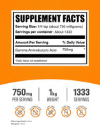 GABA Powder - Gamma Aminobutyric Acid, 750mg per Serving, 1 kg (2.2 lbs) - BulkSupplements.com