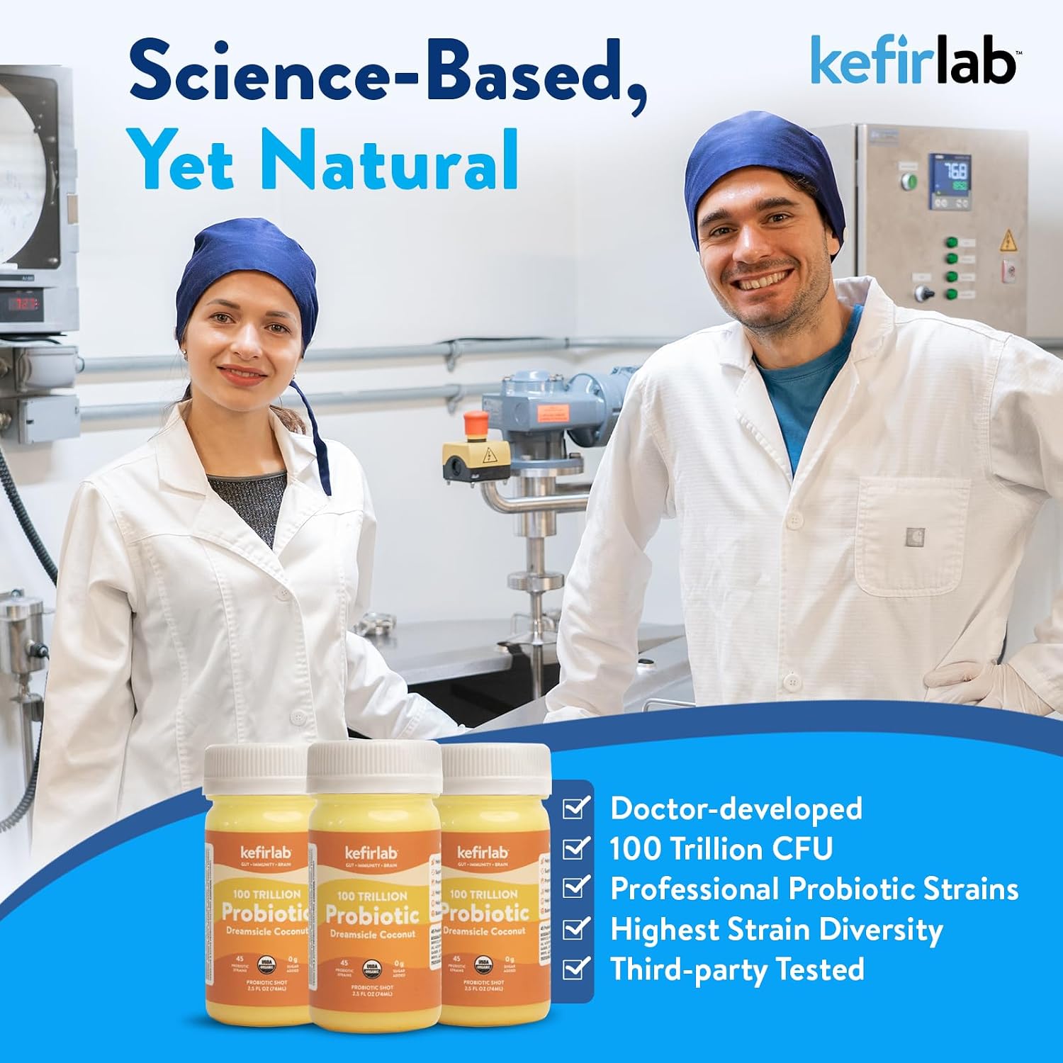 KefirLab Probiotics 100 Billion CFU - 36 Strains - Vegan & Organic - Dreamsicle (16-Pack)