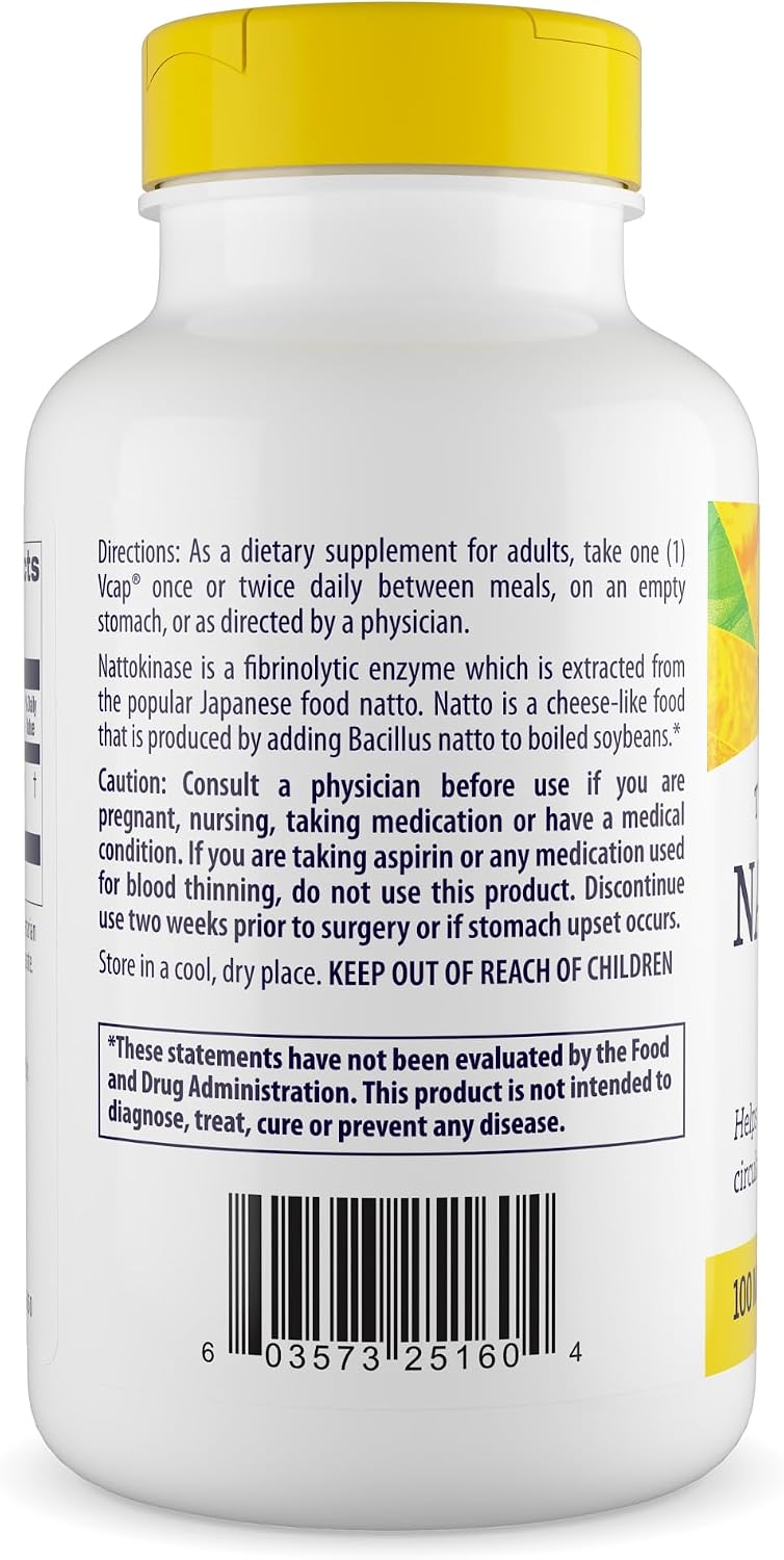 Healthy Origins Nattokinase 2,000 FU (100 mg, Non-GMO, Gluten-Free, Circulatory Support), 180 Veggie Capsules