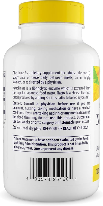 Healthy Origins Nattokinasa 2.000 FU (100 mg, No OGM, Sin Gluten, Apoyo Circulatorio), 180 Cápsulas Vegetales – Image 3