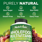 Nutrivein Multivitamínico de Alimentos Integrales para Hombres y Mujeres – 120 Cápsulas Veganas – Energía Diaria, Apoyo Inmunitario y Cardíaco – Mezcla de Frutas y Verduras + Vitaminas B