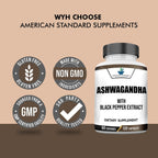 Ashwagandha Orgánica 6000mg con Pimienta Negra - 120 Cápsulas Veganas