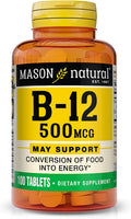 MASON NATURAL Vitamina B12 500 mcg con Calcio - 100 Tabletas