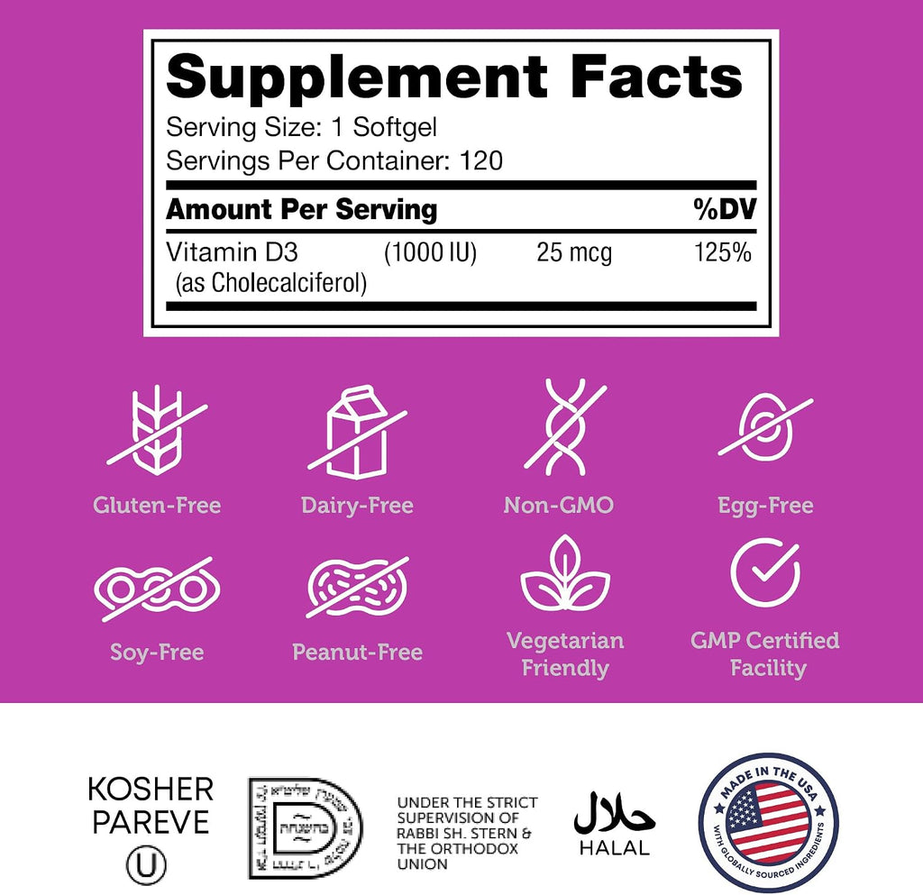 Zahler - Advanced Vitamin D3 1000 IU, 120 Softgels
