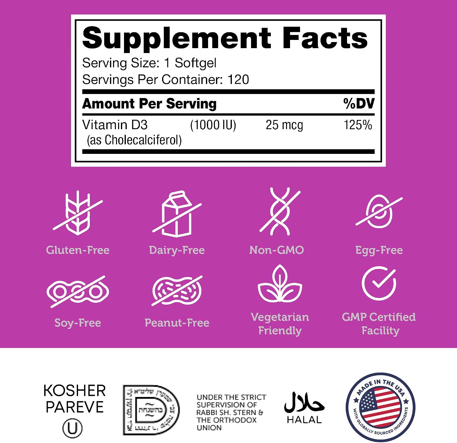 Zahler - Advanced Vitamin D3 1000 IU, 120 Softgels