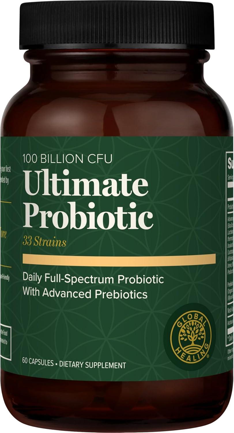 Global Healing Ultimate Probiotic Blend - Probióticos y Prebióticos, 75B UFC (60 Cápsulas)
