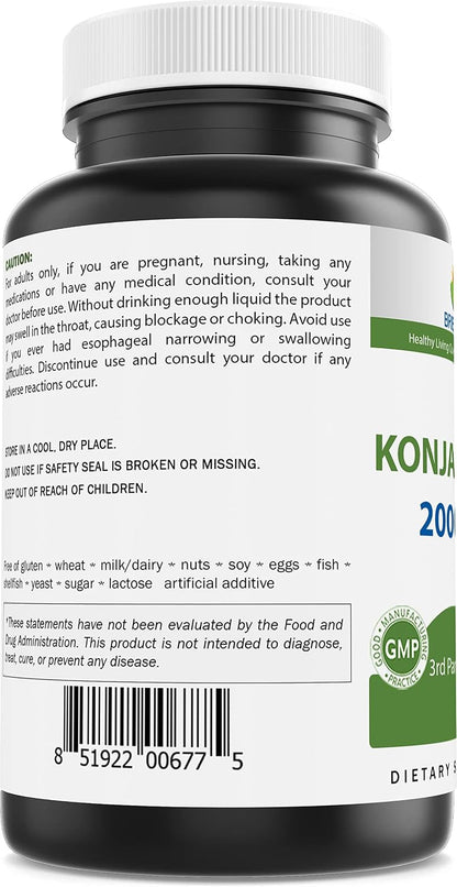 Brieofood Glucomannan de Raíz de Konjac 2000 mg por Dosis - 180 Cápsulas Vegetarianas – Image 3