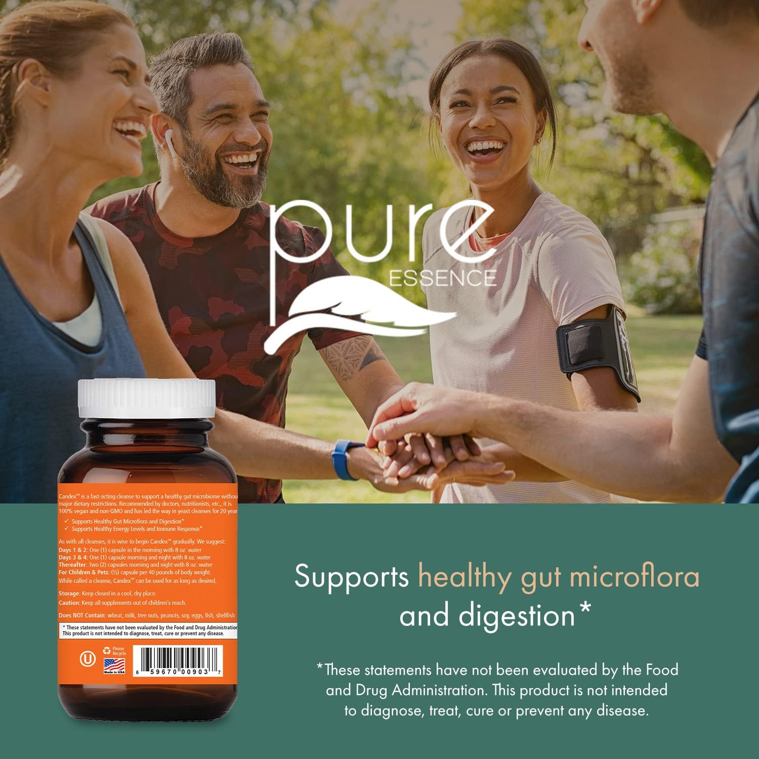 Candex de Pure Essence - Suplemento Multienzima para Equilibrio de Levadura - 80 Cápsulas