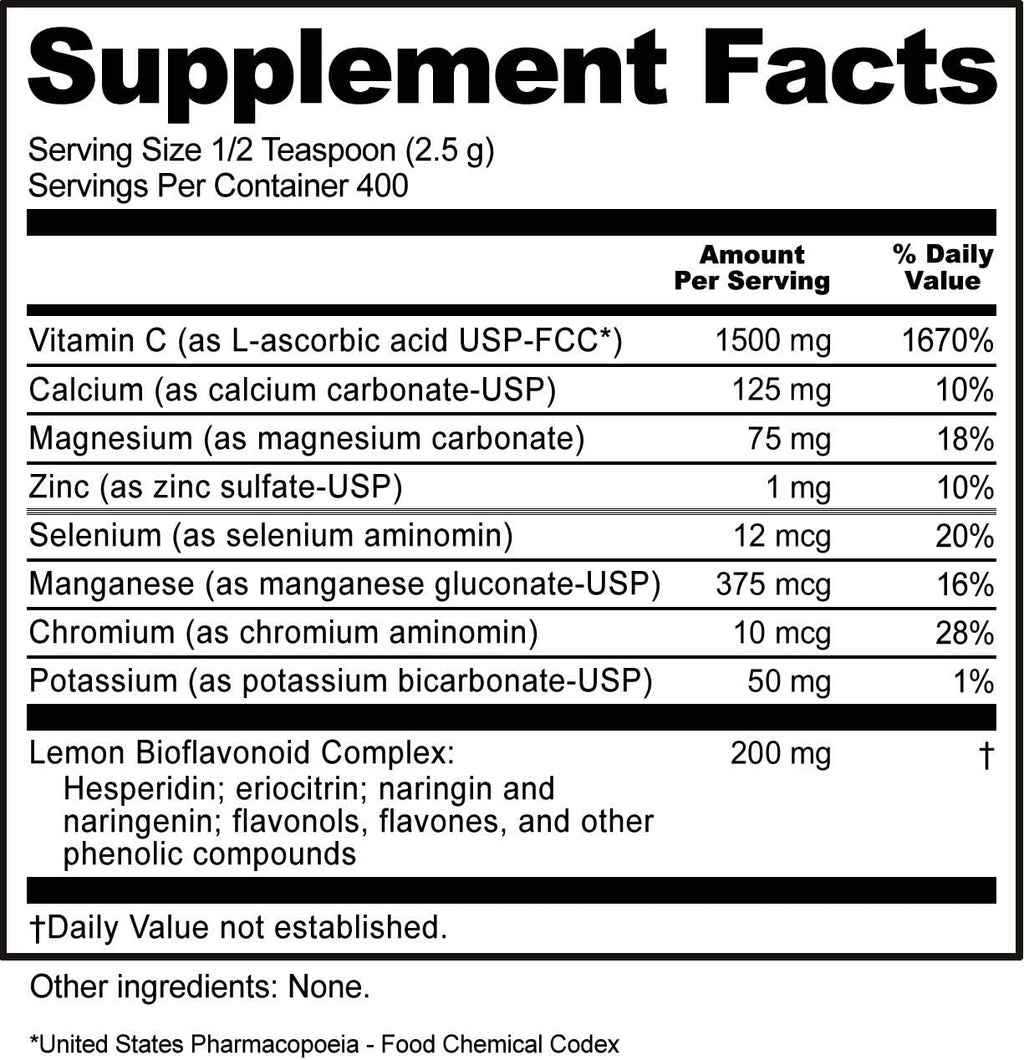 NutriBiotic Ascorbato Bio-C, 2.2 lb | Vitamina C en Polvo Efervescente con Bioflavonoides de Limón y Minerales