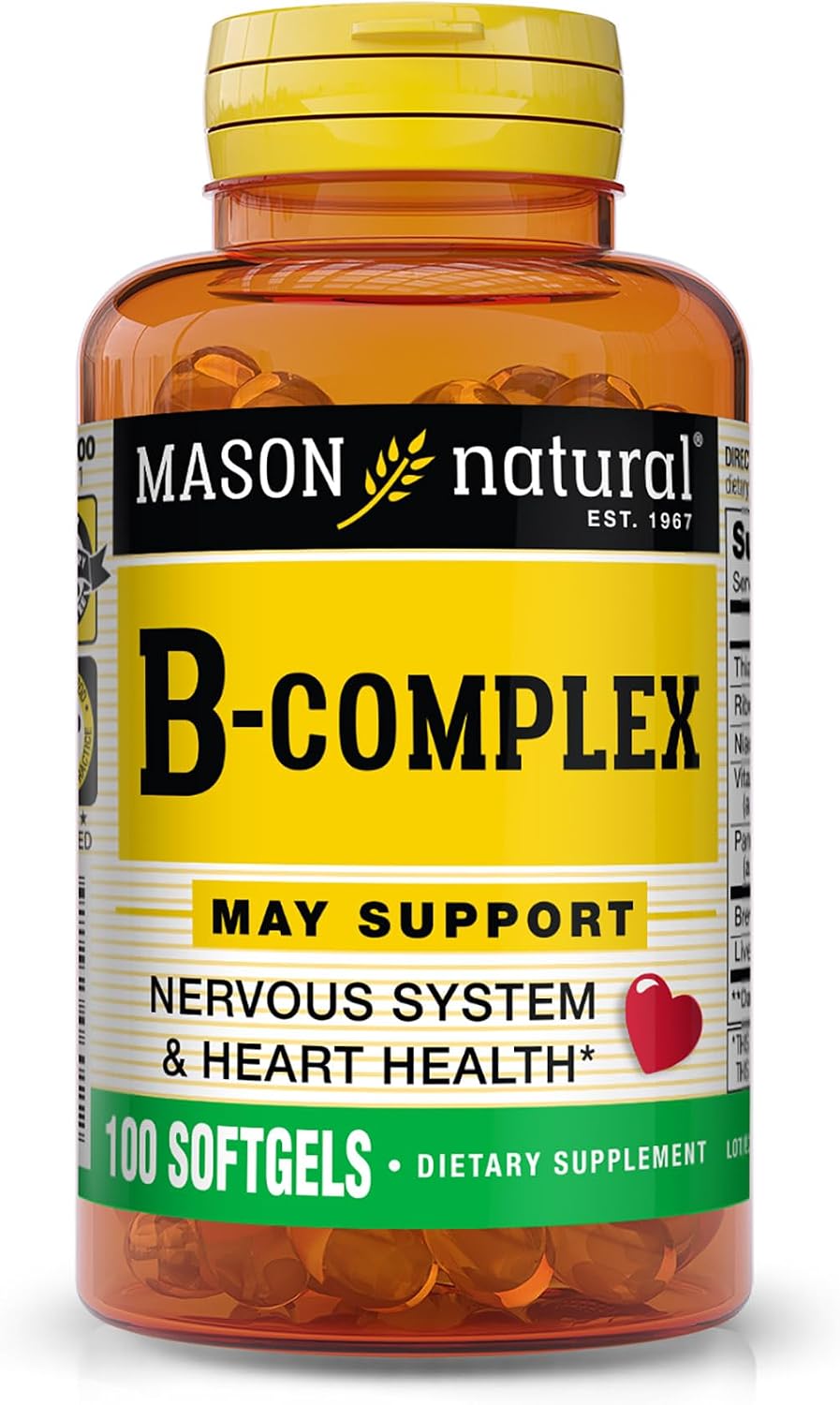 MASON NATURAL B Complex – Vitamins B1, B2, B6, B12, & Folic Acid