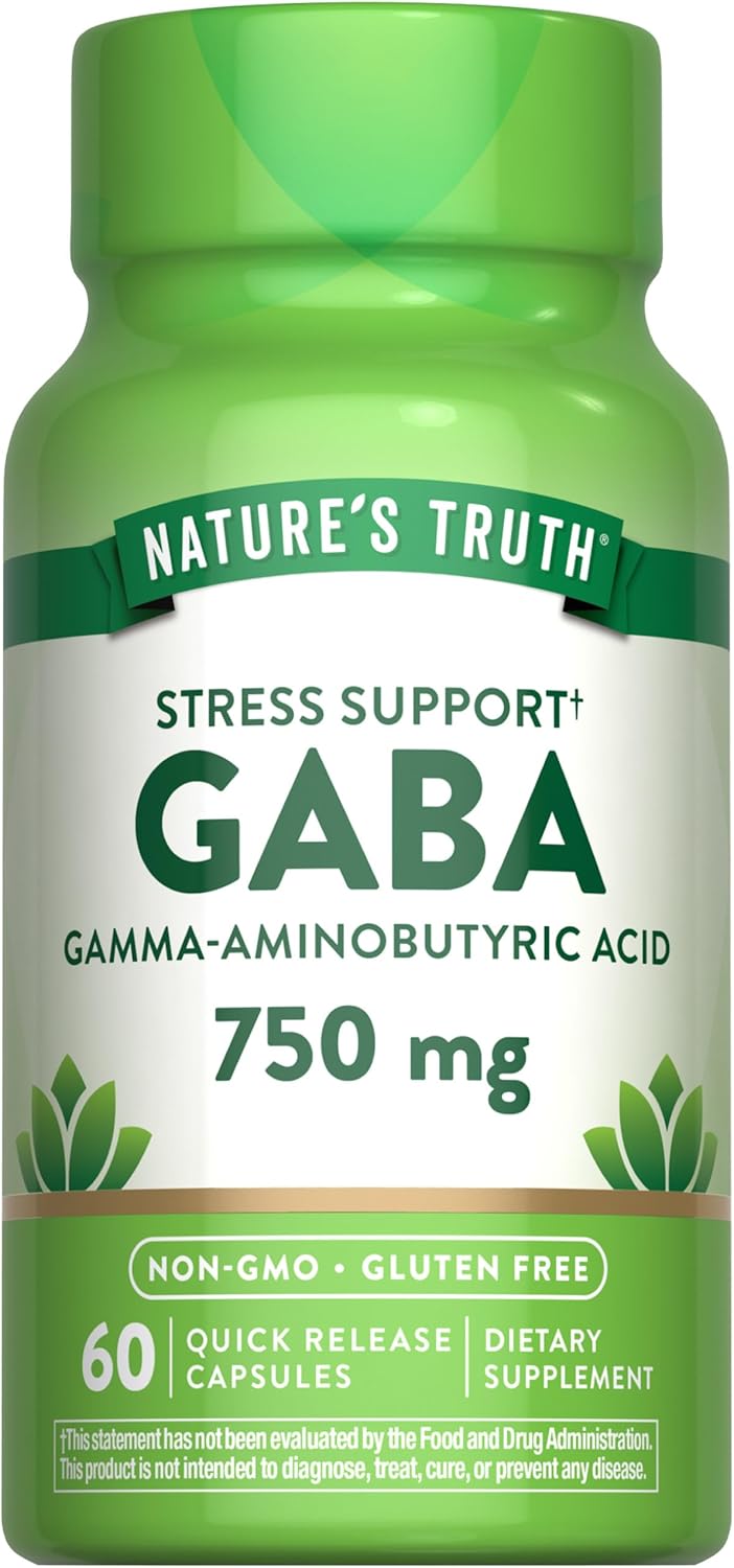 Nature's Truth GABA 750mg – 60 Cápsulas de Ácido Gamma-Aminobutírico