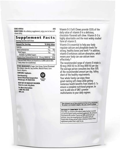 GNC Vitamin D-3 Gominolas 1000 UI - Sabor – Contribuye al mantenimiento de los niveles normales de calcio en – Image 2