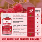 Gominolas de Cortisol para Mujeres con Ashwagandha, Rhodiola Rosea, L-Teanina, Magnesio y Vitamina D3 - 60 Gominolas Veganas