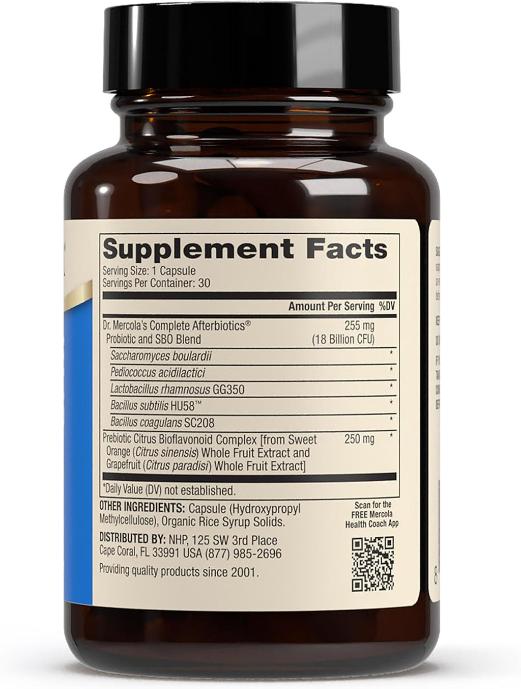 Dr. Mercola Complete Afterbiotics - 18 Mil Millones UFC - Salud Digestiva e Inmune - SBOs - con Saccharomyces boulardii - No OGM y Sin Gluten - 30 Cápsulas