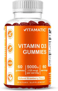 Vitamatic Gominolas de Vitamina D3 (5000 IU) - 60 Gominolas con Sabor Natural a Fresa