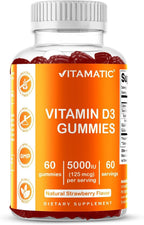 Vitamatic Gominolas de Vitamina D3 (5000 IU) - 60 Gominolas con Sabor Natural a Fresa