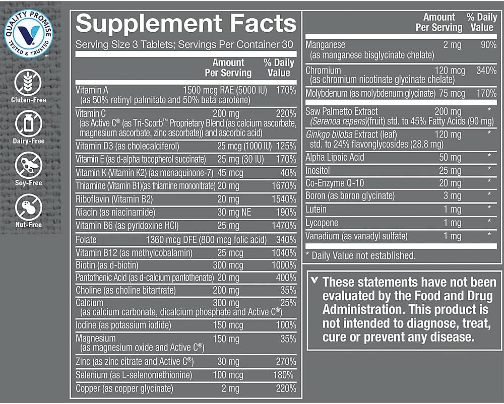 Ultimate Man 50+ Multivitamin - Complejo Multivitamínico para Hombres Mayores de 50, 90 Comprimidos