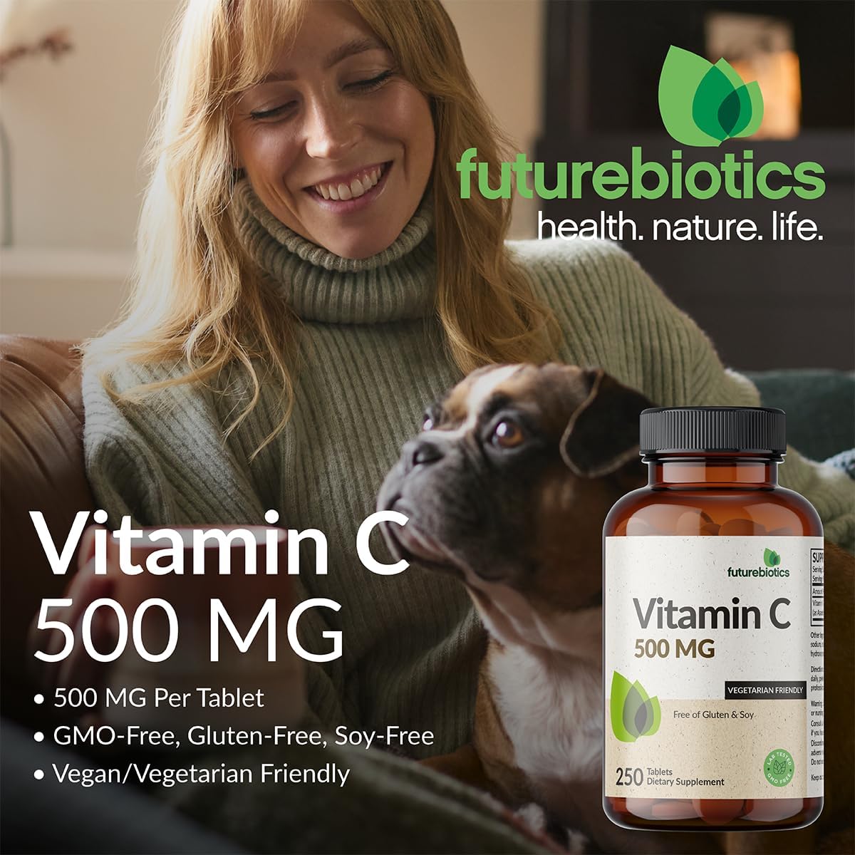 Futurebiotics Vitamina C 500 mg, 250 Comprimidos No-GMO