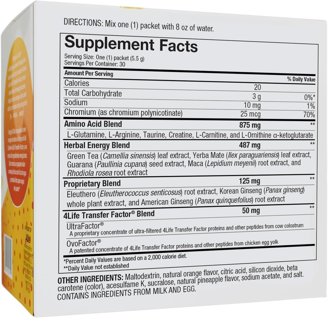 4Life Energy Go Stix Mezcla de bebida de naranja cítrica con aminoácidos, 30 sobres