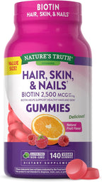 Nature's Truth Biotin Gummies 2500 mcg for Hair, Skin & Nails - 80 Gummies, 2-Pack
