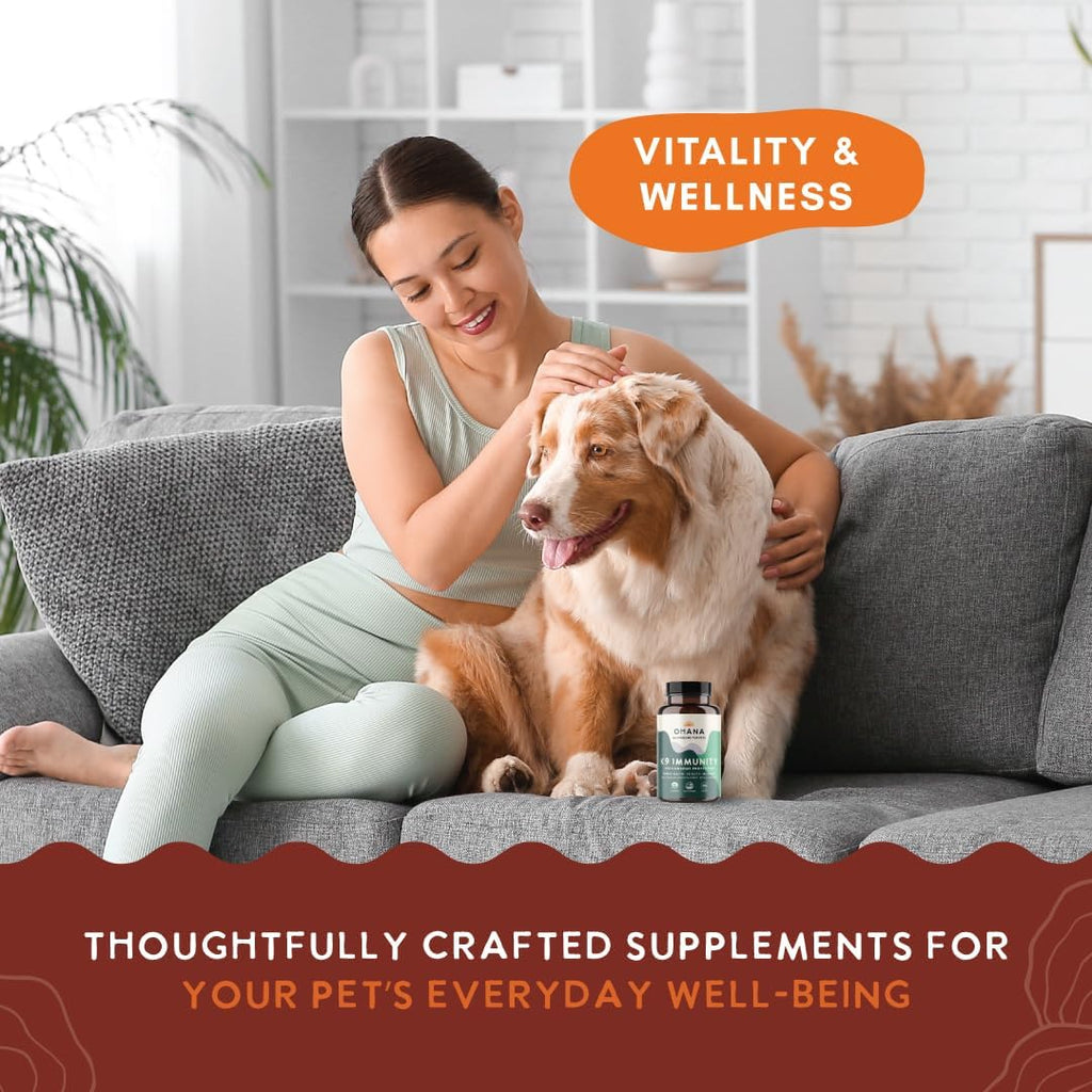 Ohana K9 Immunity – Suplemento para perros con 6 extractos de setas orgánicas USDA, 90 cápsulas