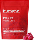 Humann Vitamina D3 + K2 Comprimidos Masticables - 5000 UI, Sabor Bayas, 30 unidades