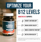 Triquetra Health BioActive Vitamin B12 - 5000 mcg con 3 Formas Bioactivas y Metilfolato