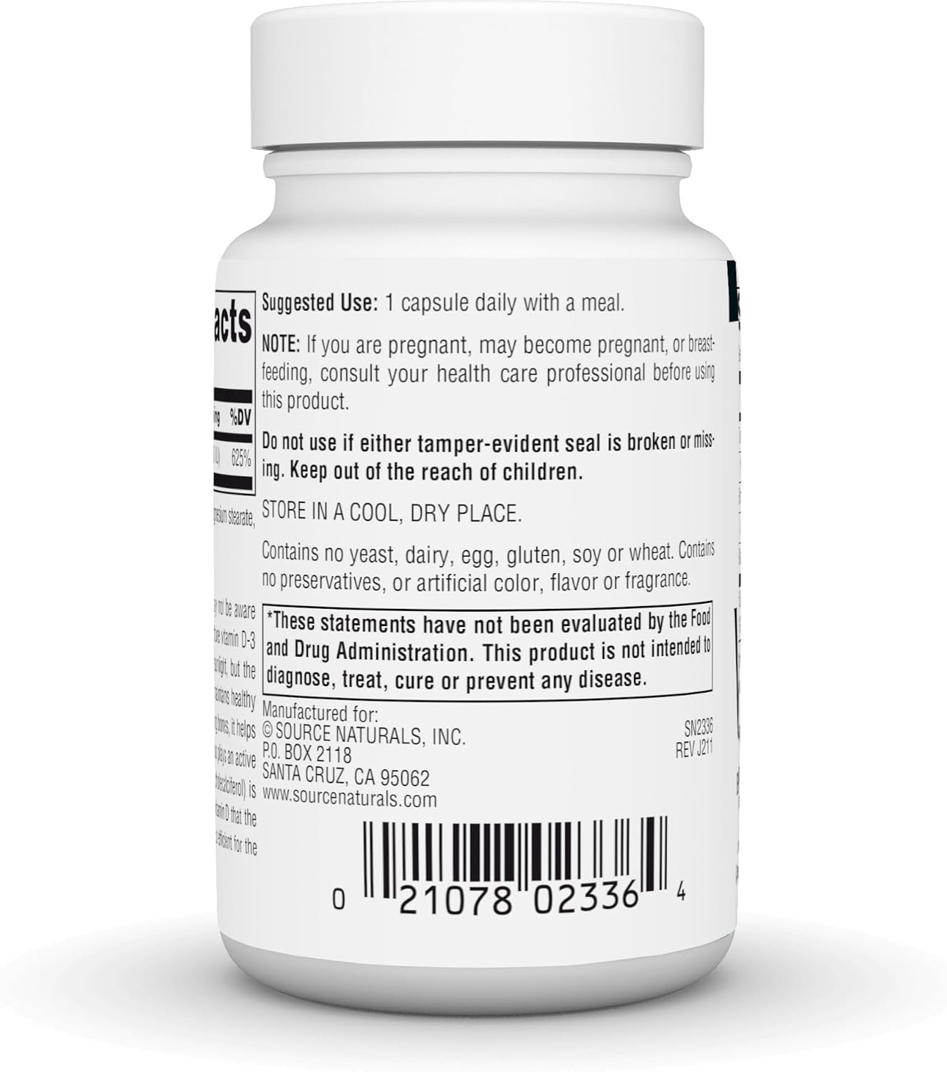 Source Naturals Vitamina D3 5000 UI - 60 Cápsulas