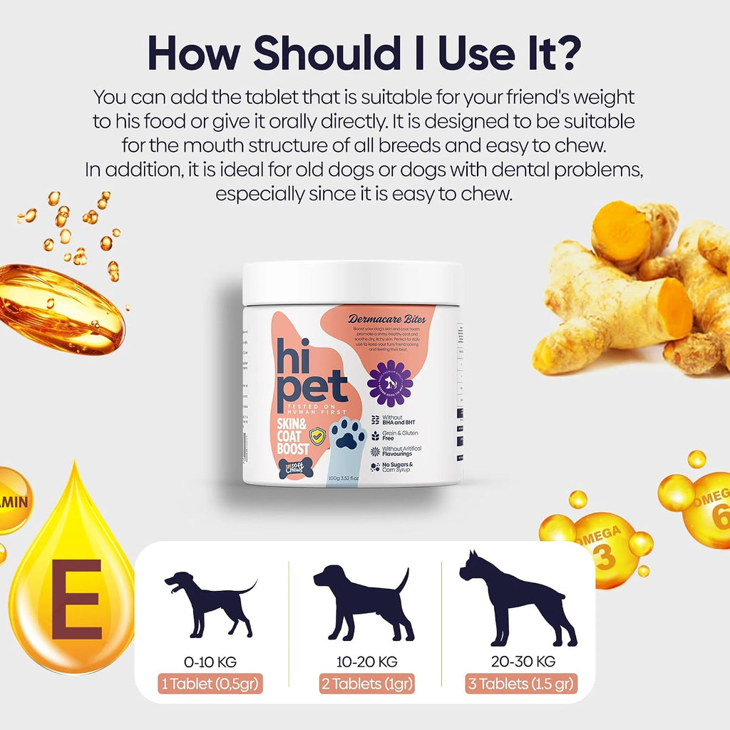 Skin and Coat Boosting Bites for Dogs - Soft Dog Chews, Dog Vitamins and Supplements, Improves Coat and Skin Appearance, 3.52 Fl Oz (Pack of 3)