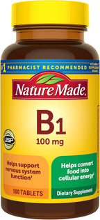 Nature Made Vitamina B-1 100 mg Comprimidos - 200 Comprimidos (2 Envases de 100)