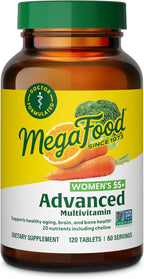 MegaFood Women's 55+ Advanced Multivitamin, with Methylated B12, Methylated Folate, Choline, Vitamin D3, Biotin, 120 Tablets (60 Servings)