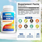 Best Naturals D-Aspartic Acid (DAA) 3000mg – 180 Comprimidos