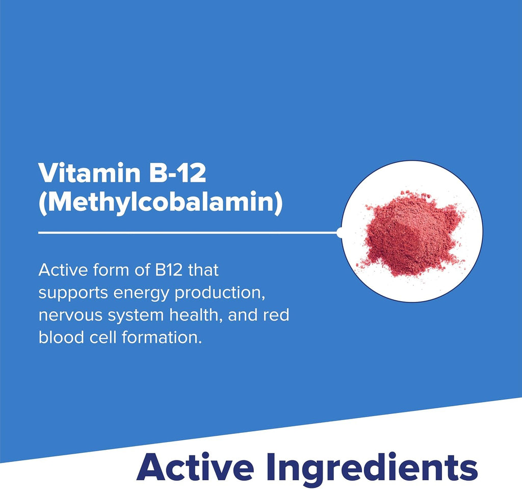 Superior Source No Shot Metilcobalamina B-12 1.000 mcg - Vitamina B-12 para favorecer la producción de energía, la salud cerebral y el bienestar general - Comprimidos sublinguales de rápida absorción - 60 comprimidos