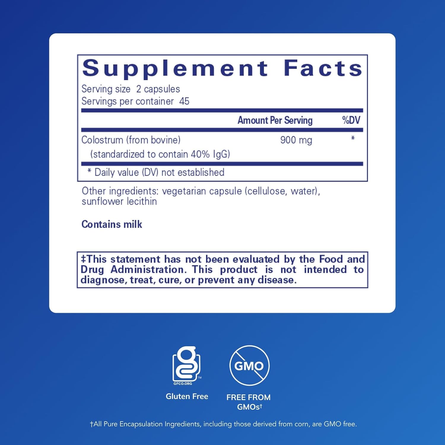 Pure Encapsulations Calostro 40% IgG - 90 cápsulas