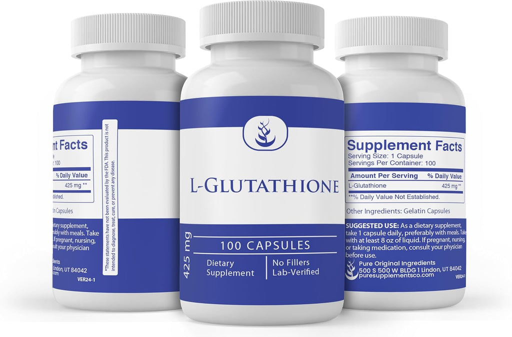 PURE ORIGINAL INGREDIENTS L-Glutatión Reducido, 100 Cápsulas