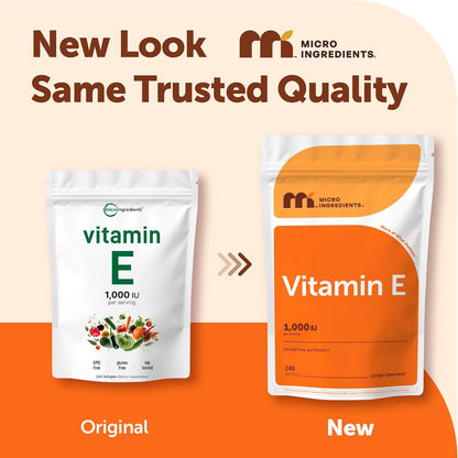 Micro Ingredients Vitamin E 1000 IU (450 mg) Per Serving, 240 Softgels | Daily Vitamin E Supplement | 4-Month Supply | – Image 2