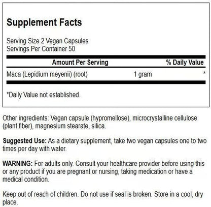 Swanson Maca 500 mg - 100 Cápsulas – Equilibrar las hormonas: Tradicionalmente se utiliza para mantener el – Image 2