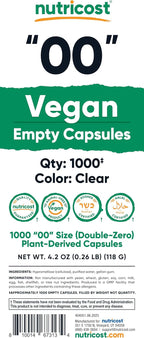 Nutricost Cápsulas Vacías Veganas Tamaño 00 - 1000 Cápsulas Transparentes