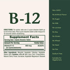 Nature's Bounty Vitamina B12 500mcg, 100 Comprimidos de Disolución Rápida