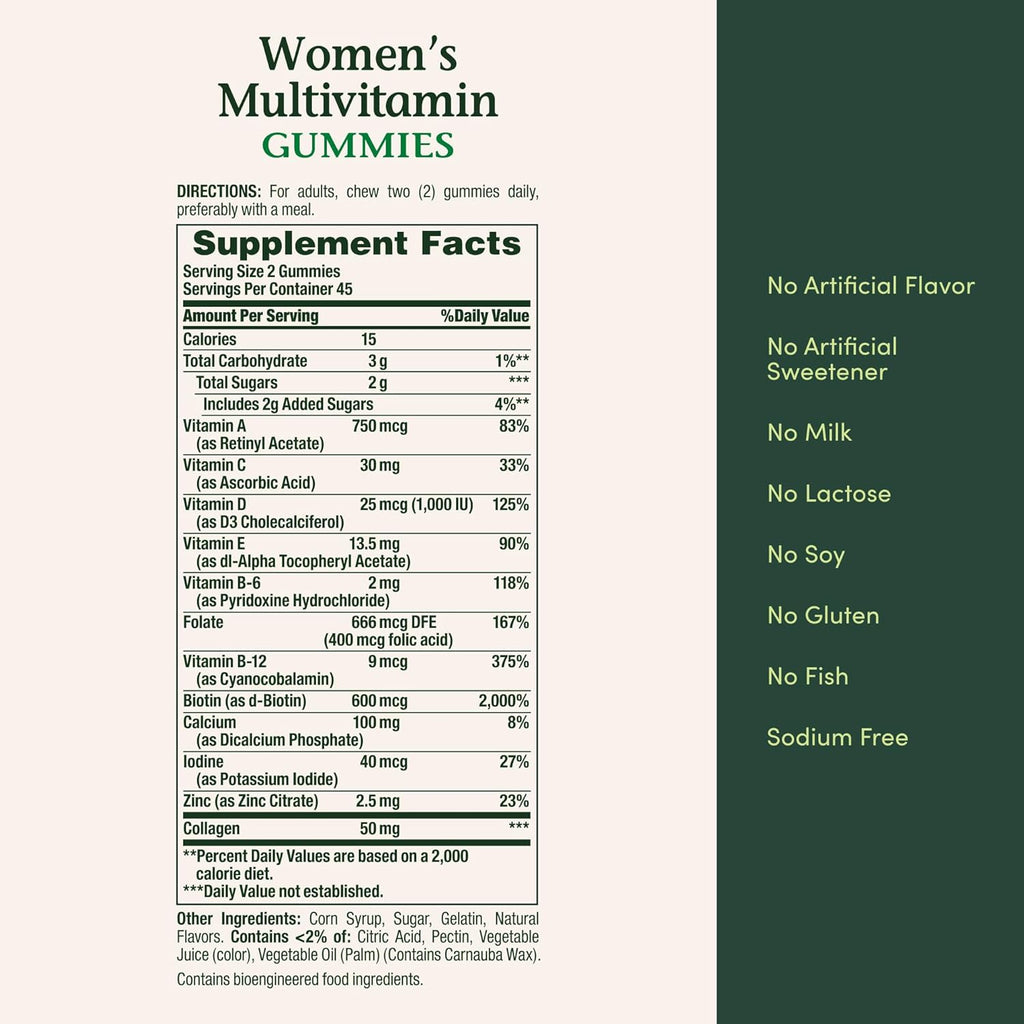 Nature's Bounty Multivitamínico para Mujeres en Gominolas, Sabor Frutos Rojos y Frambuesa, 90 Gominolas